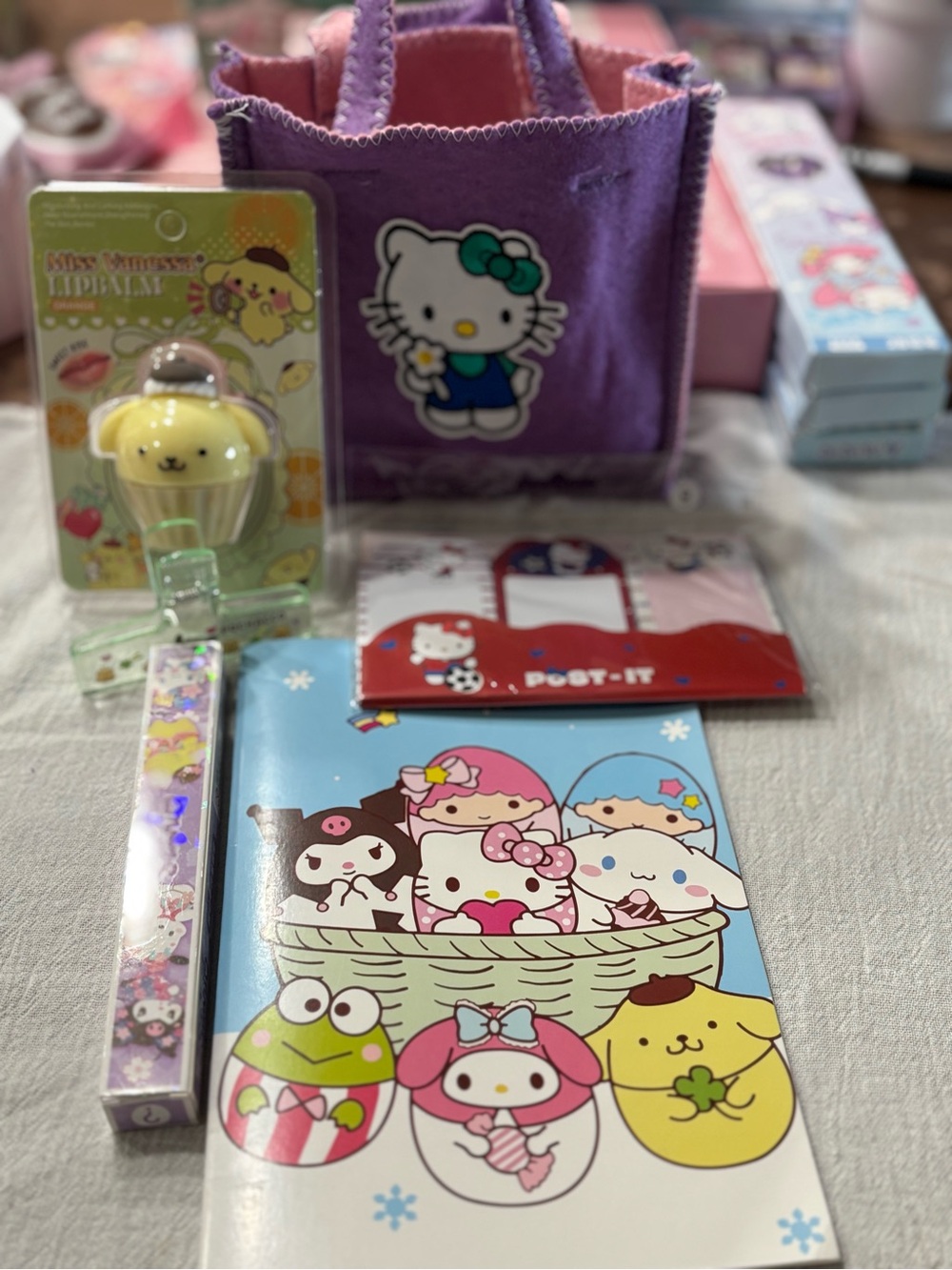 Hello Kitty Purple Felt Kids Tote with Sanrio Character Kit